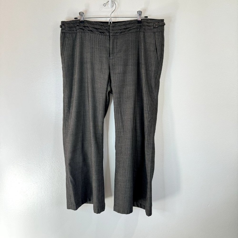 Gap The Trouser Ankle Pants Size 12 Wide Leg Wool Blend Brown Stripe Mid Rise